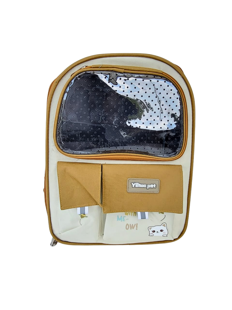 maleta marron y amarilla para pequeños peludos