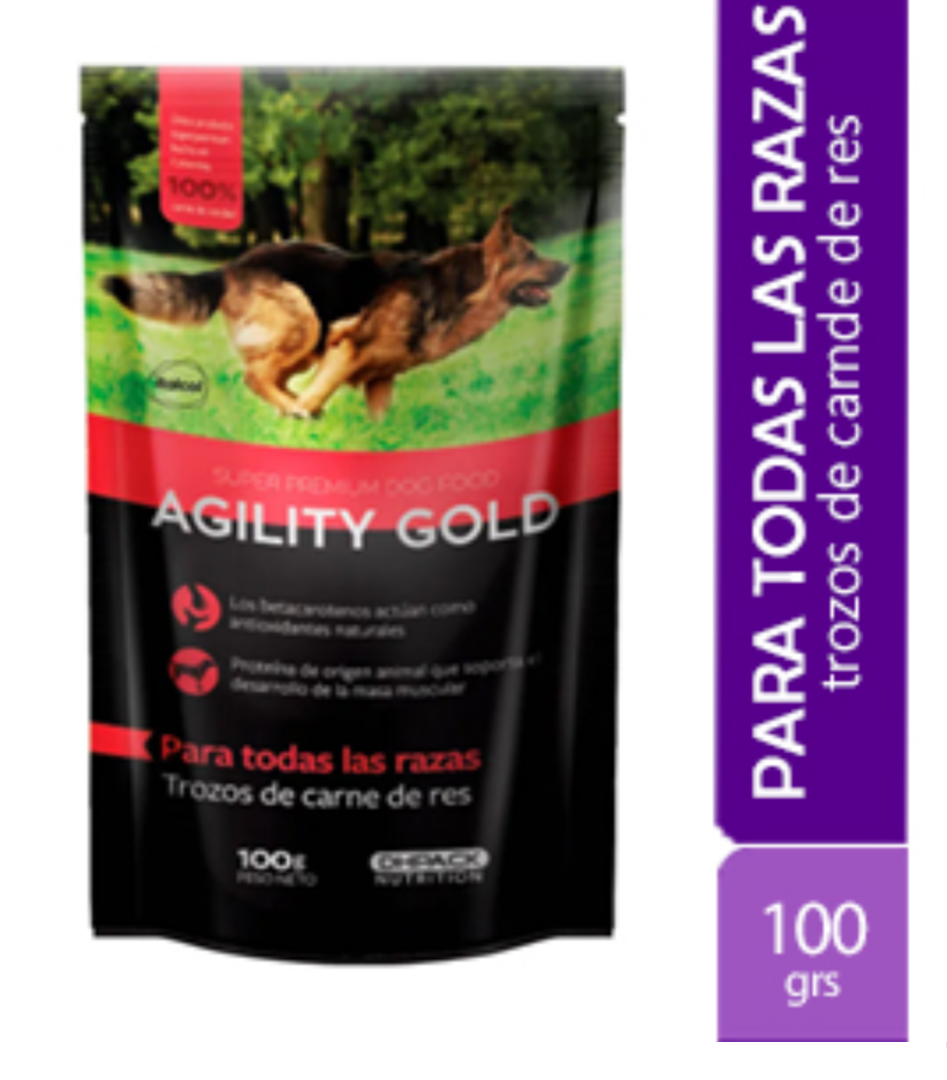 Agility Gold - Pouch Trozos De Carne De Res Adulto 100 Gr